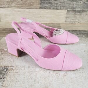 Chinese Laundry Rozie Womens Pumps Sz 7.5 Pink Slingback Block Heel Almond Toe